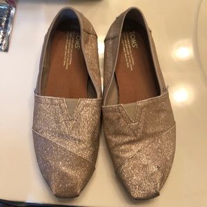 Toms rose gold glitter shoes